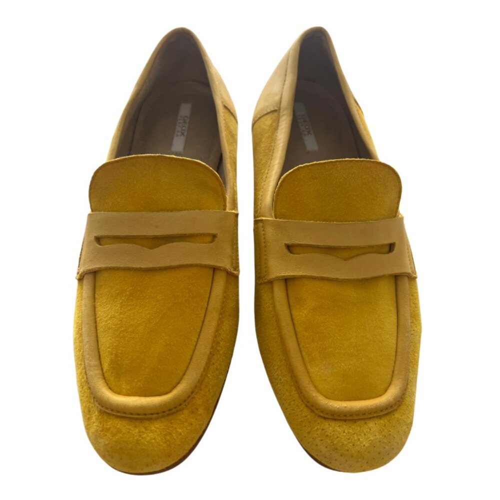 GEOX Leather Loafers Shoes Women, Yellow, Size EU 37
